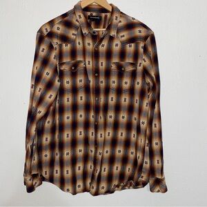 Treasure & Bond Adobe Aztec Flannel Western Snap Shirt in Men's Size XL Boho